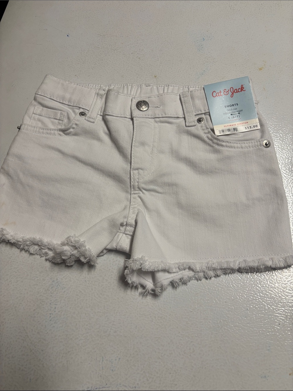 NWT Cat & Jack White Frayed Hem Denim Shorts